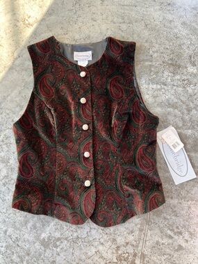 Stonebridge Velvet Paisley Vest Large Made in USA Deadstock NWT Retro Western